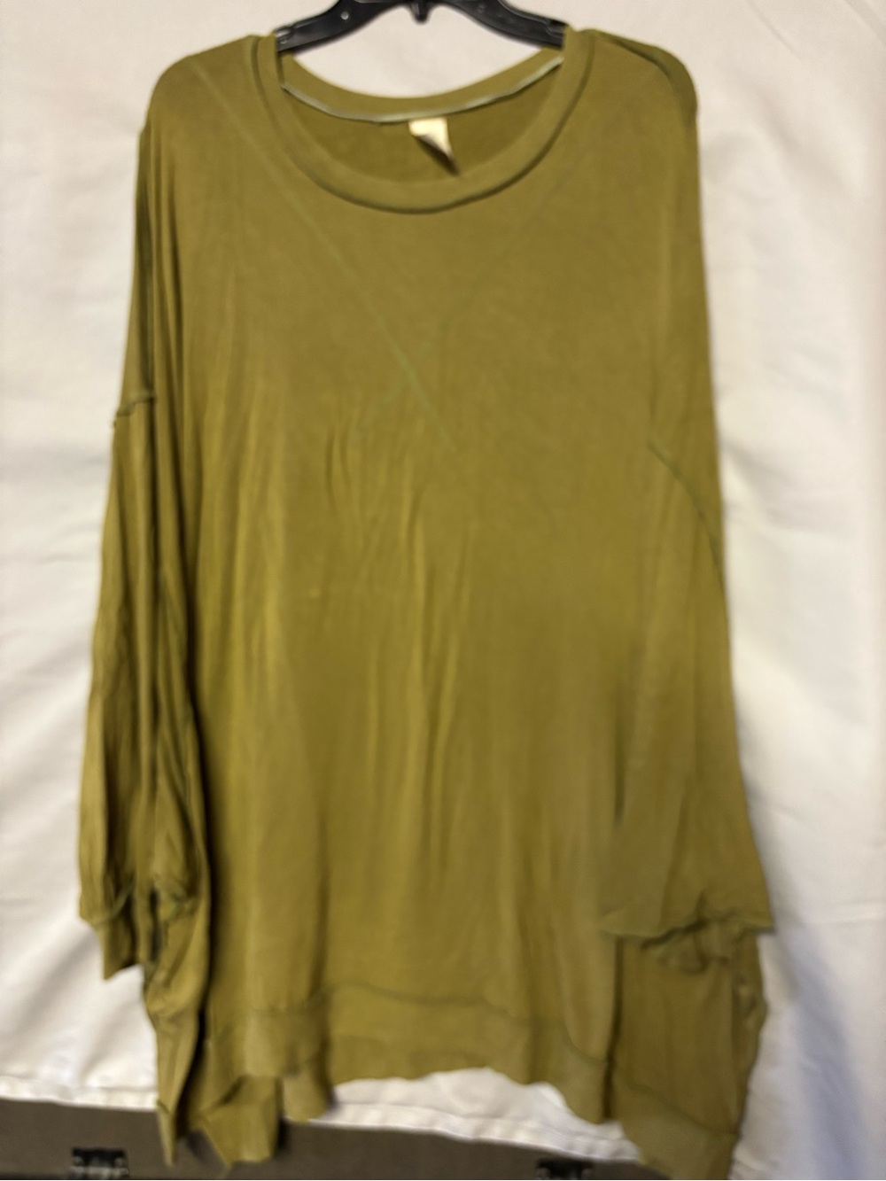 We The Free Olive Green Oversized Long-Sleeve Tunic Sweatshirt